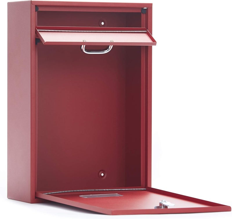 Yulli Wall Mounted Locking Vertical Dropbox Mailbox - Safe and Secure | Made with Galvanized Steel (Large, Red) - Image 4